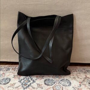 Madewell Black Leather Tote Bag
